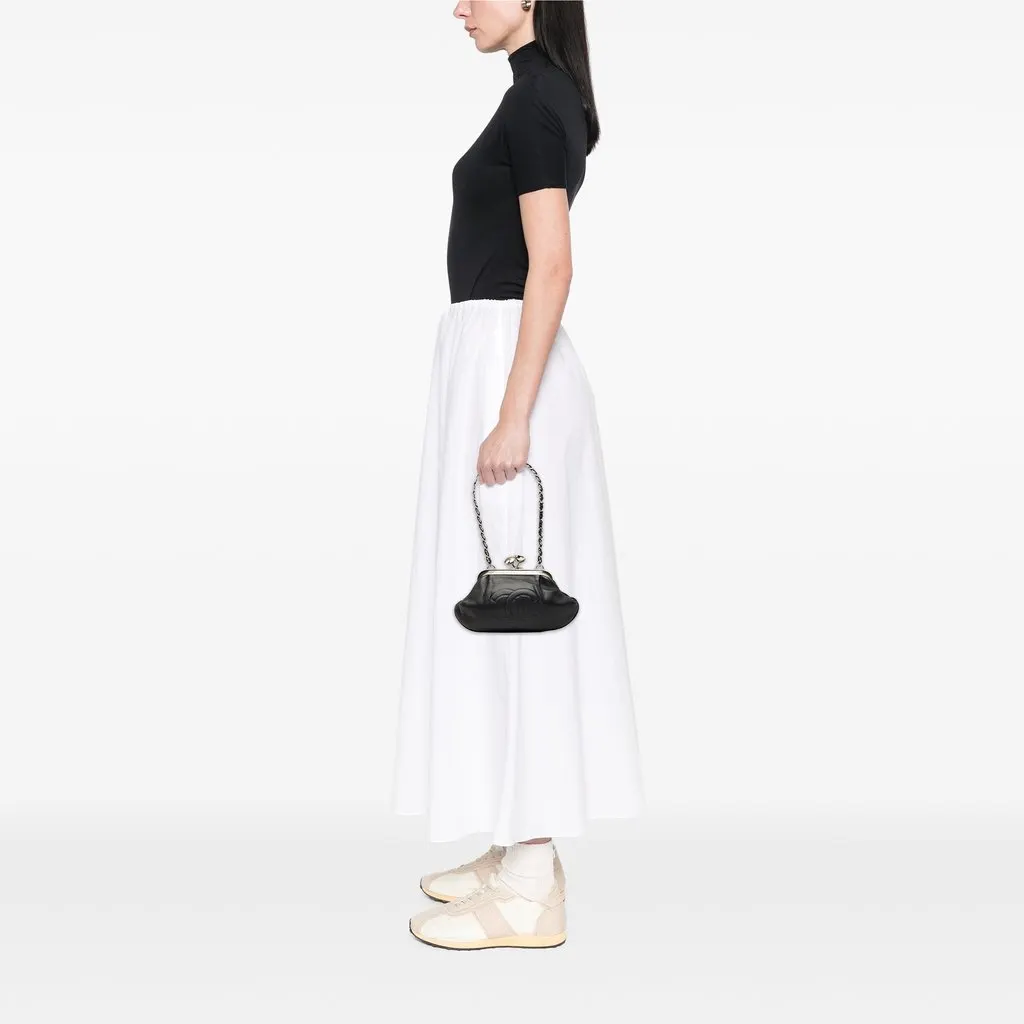 Chanel CC Lambskin Kiss Lock Evening Clutch with Chain Black