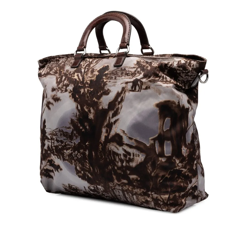 Prada Tessuto Stampato Satchel Brown Polyamide Good - Back View