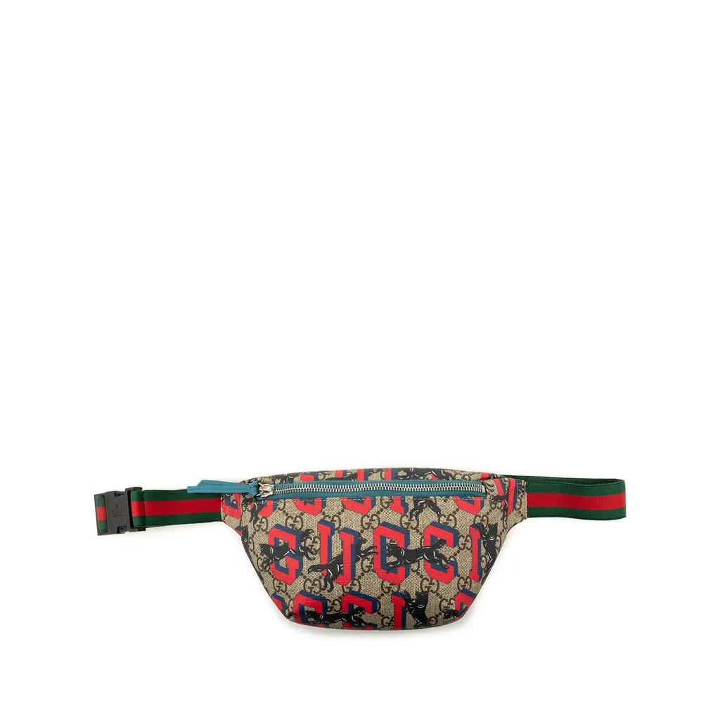 Gucci Kids GG Supreme Web Tiger Belt Bag Beige Very good - Front View