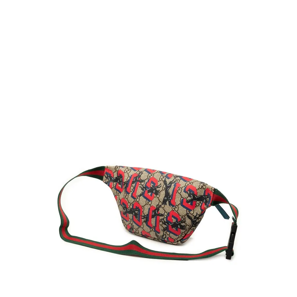 Gucci Kids GG Supreme Web Tiger Belt Bag Beige Very good - Back View