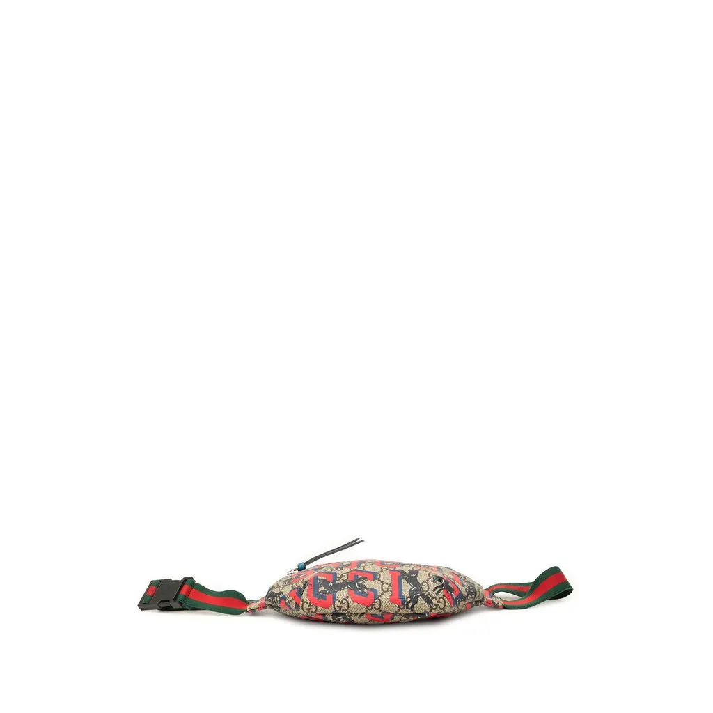 Gucci Kids GG Supreme Web Tiger Belt Bag Beige Very good - Inside View