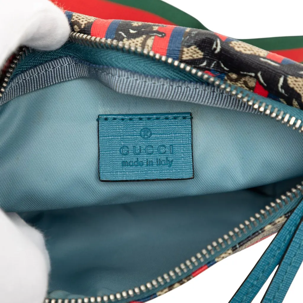 Gucci Kids GG Supreme Web Tiger Belt Bag Beige Very good - Box View