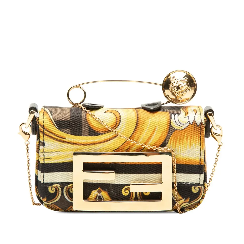 Fendi Fendace Nano Zucca Canvas Baguette Brown Canvas Good - Front View