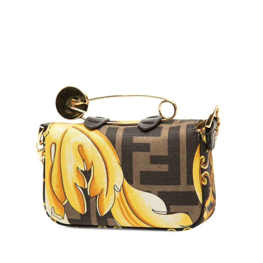 Fendi Fendace Nano Zucca Canvas Baguette Brown Canvas Good - Back View