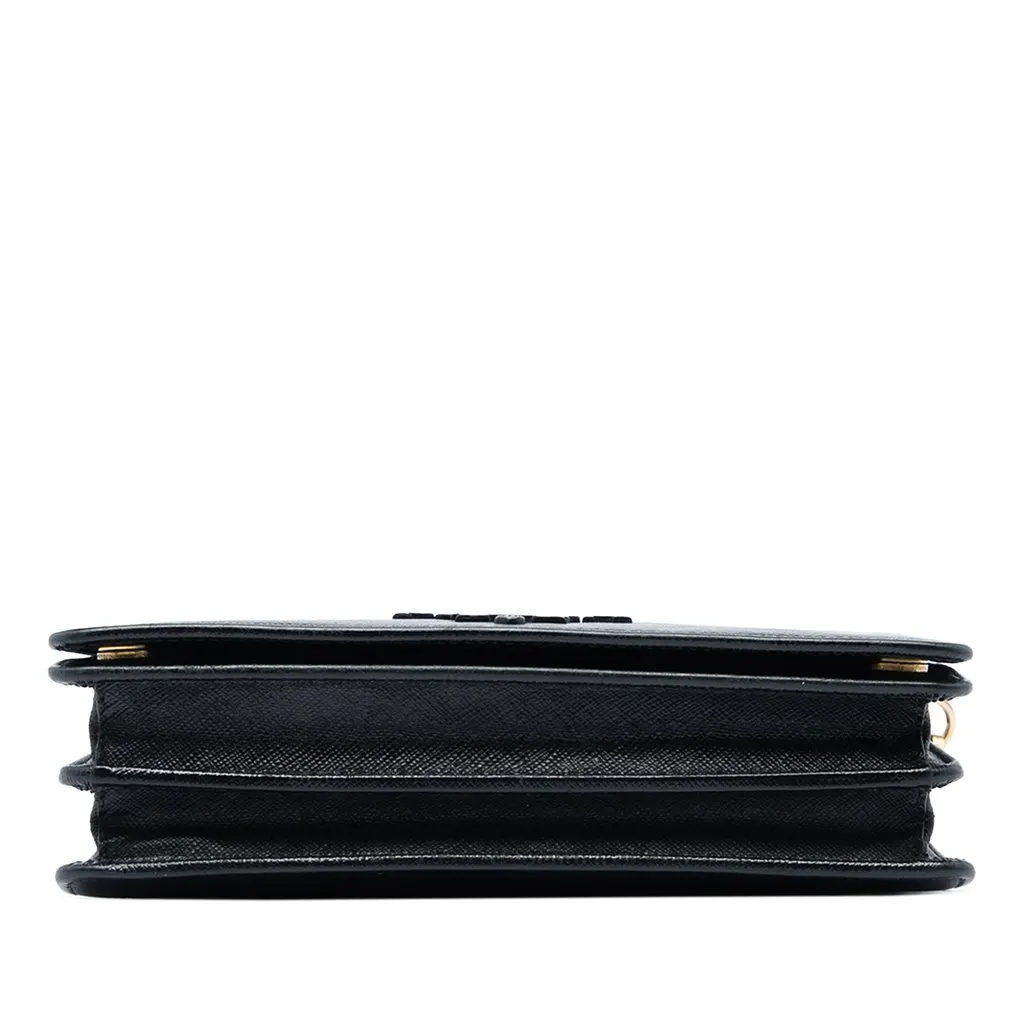 Prada Saffiano Lux Monochrome Wallet on Chain Black Leather Very good - Inside View