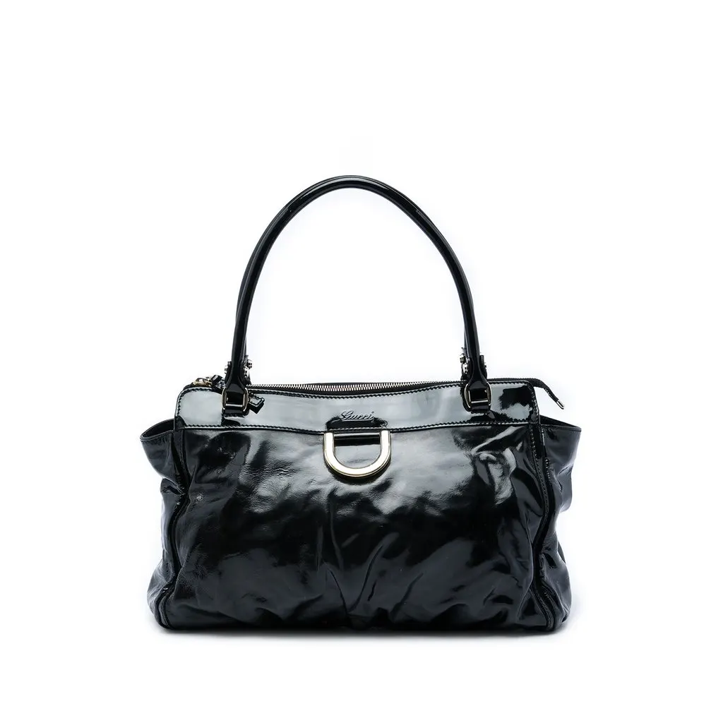 Gucci Patent Abbey D Ring Tote Black Leather Very good - Front View