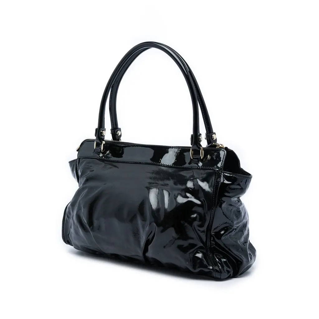 Gucci Patent Abbey D Ring Tote Black Leather Very good - Back View