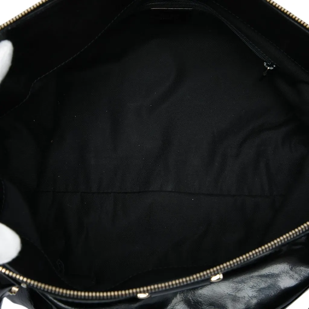 Gucci Patent Abbey D Ring Tote Black Leather Very good - Model View