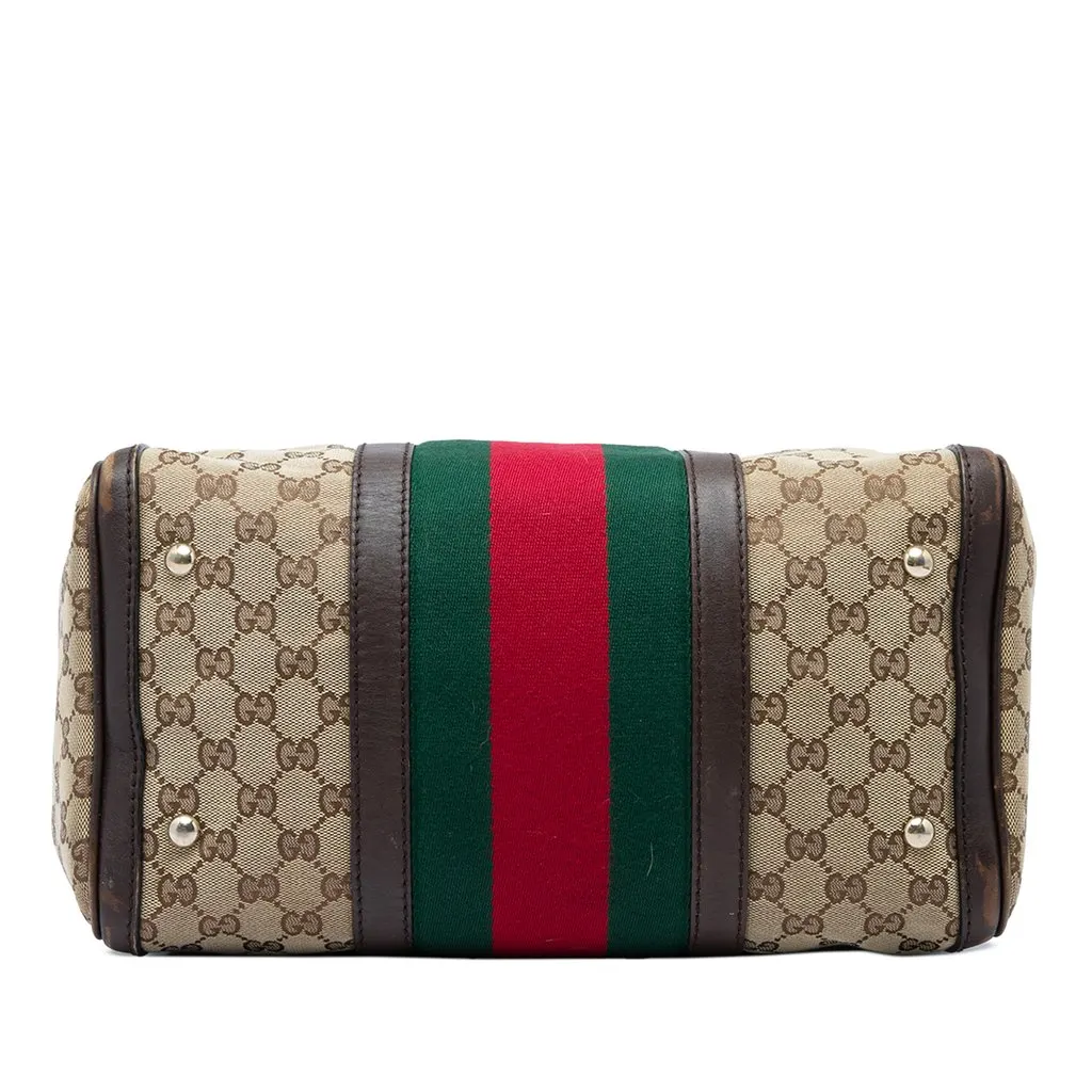 Gucci Medium GG Canvas Web Joy Boston Bag Beige Canvas Good - Inside View