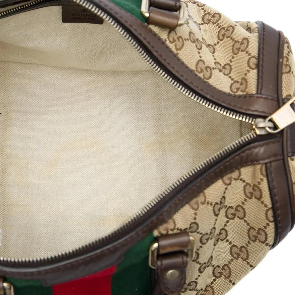 Gucci Medium GG Canvas Web Joy Boston Bag Beige Canvas Good - Model View