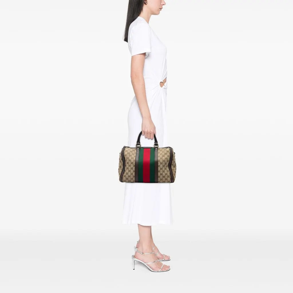 Gucci Medium GG Canvas Web Joy Boston Bag Beige Canvas Good - Box View
