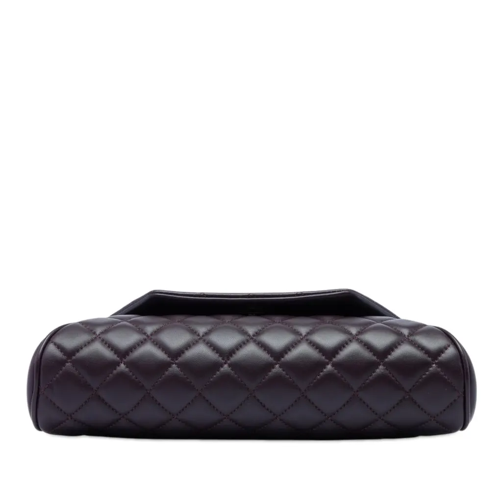 Chanel Quilted Lambskin Fold Up Again Clutch Purple Leather Very good - Inside View