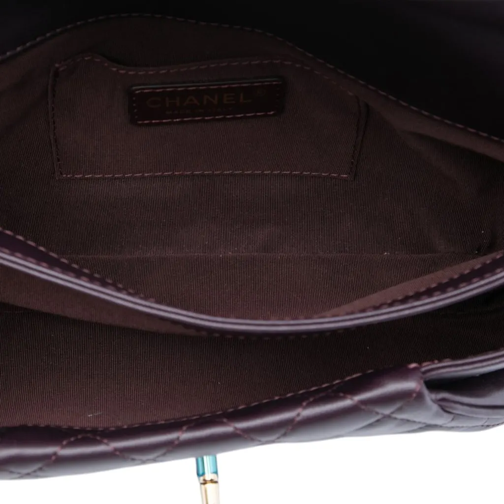 Chanel Quilted Lambskin Fold Up Again Clutch Purple Leather Very good - Model View