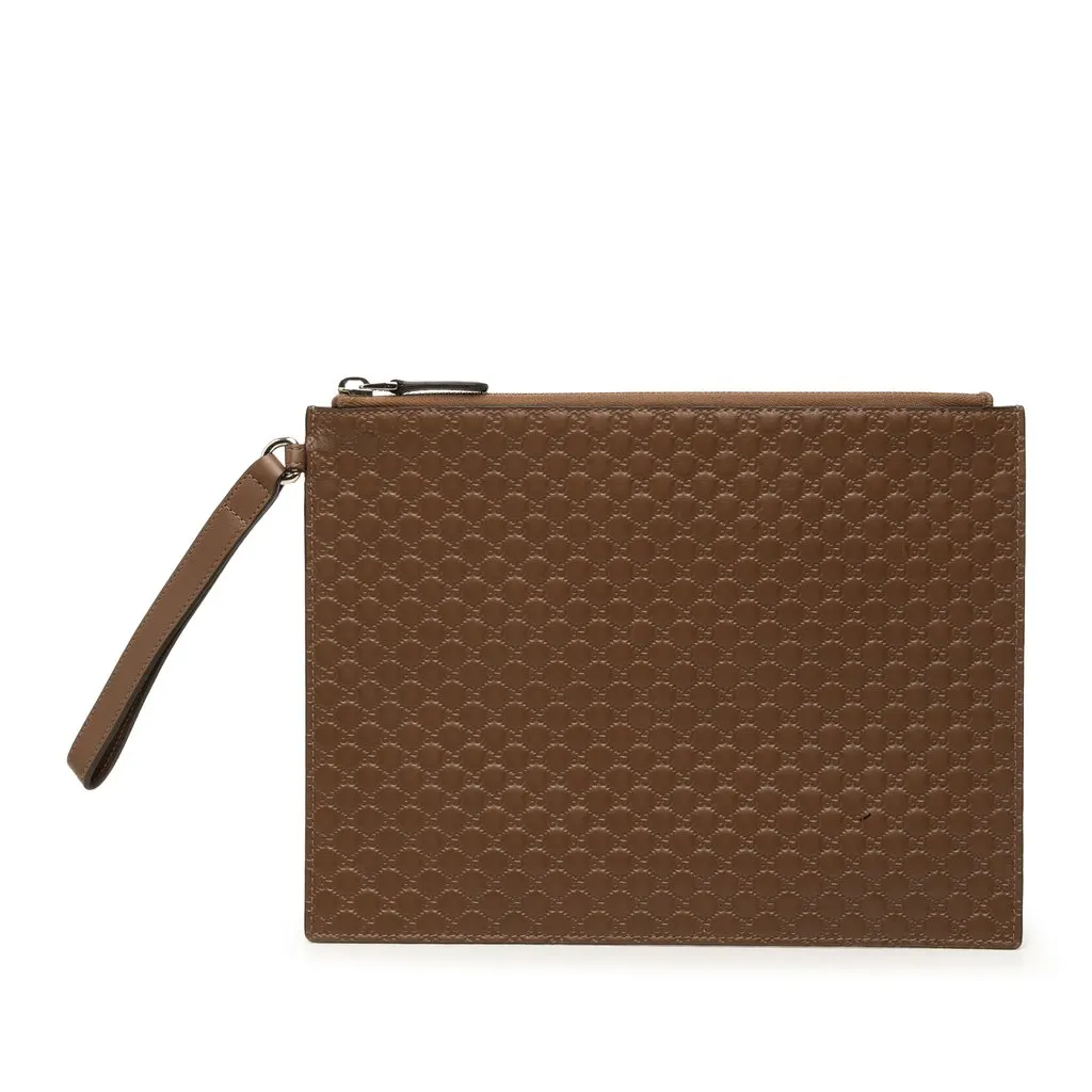 Gucci Microguccissima Clutch Brown Leather Very good - Front View