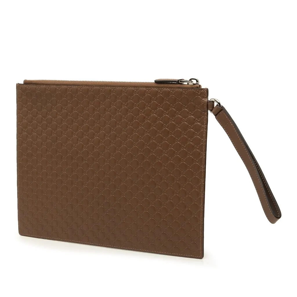 Gucci Microguccissima Clutch Brown Leather Very good - Back View