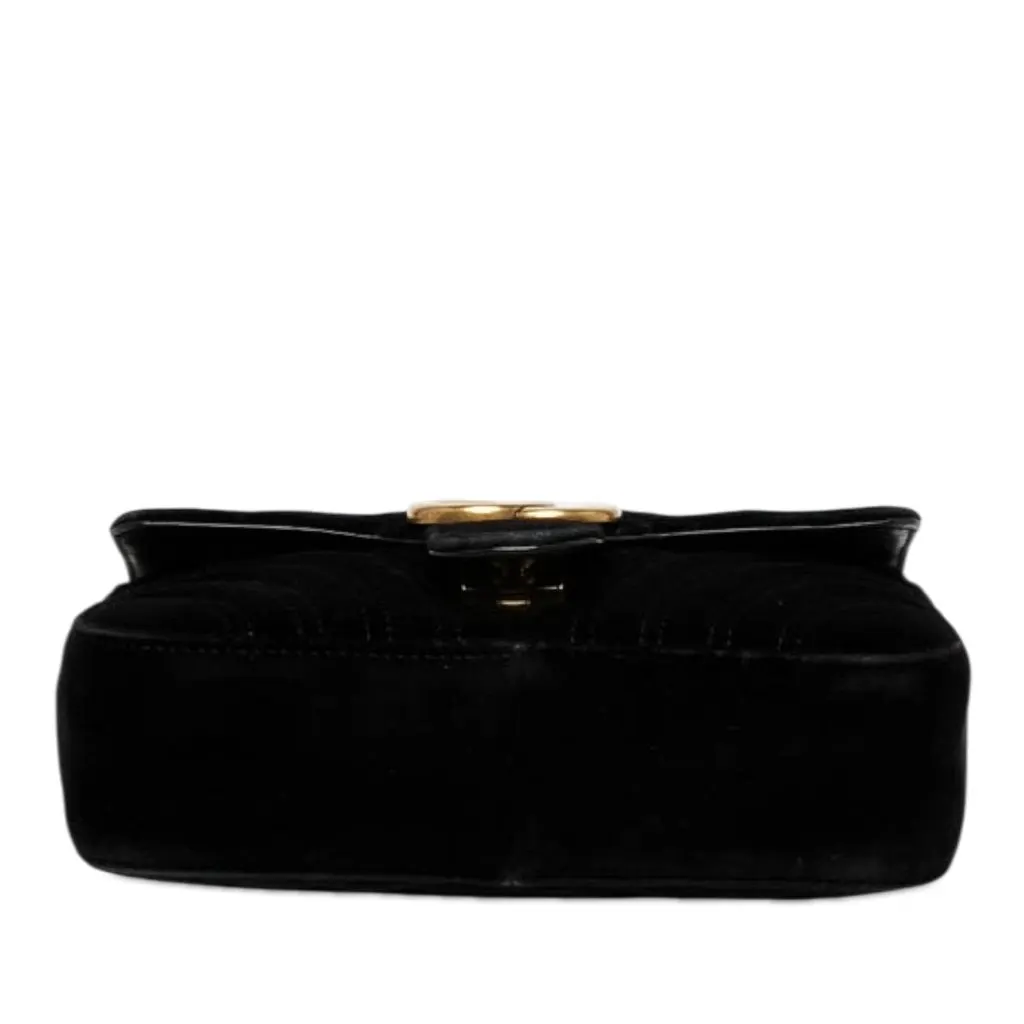 Gucci Small GG Marmont Matelasse Velvet Shoulder Bag Black Velvet Very good - Inside View