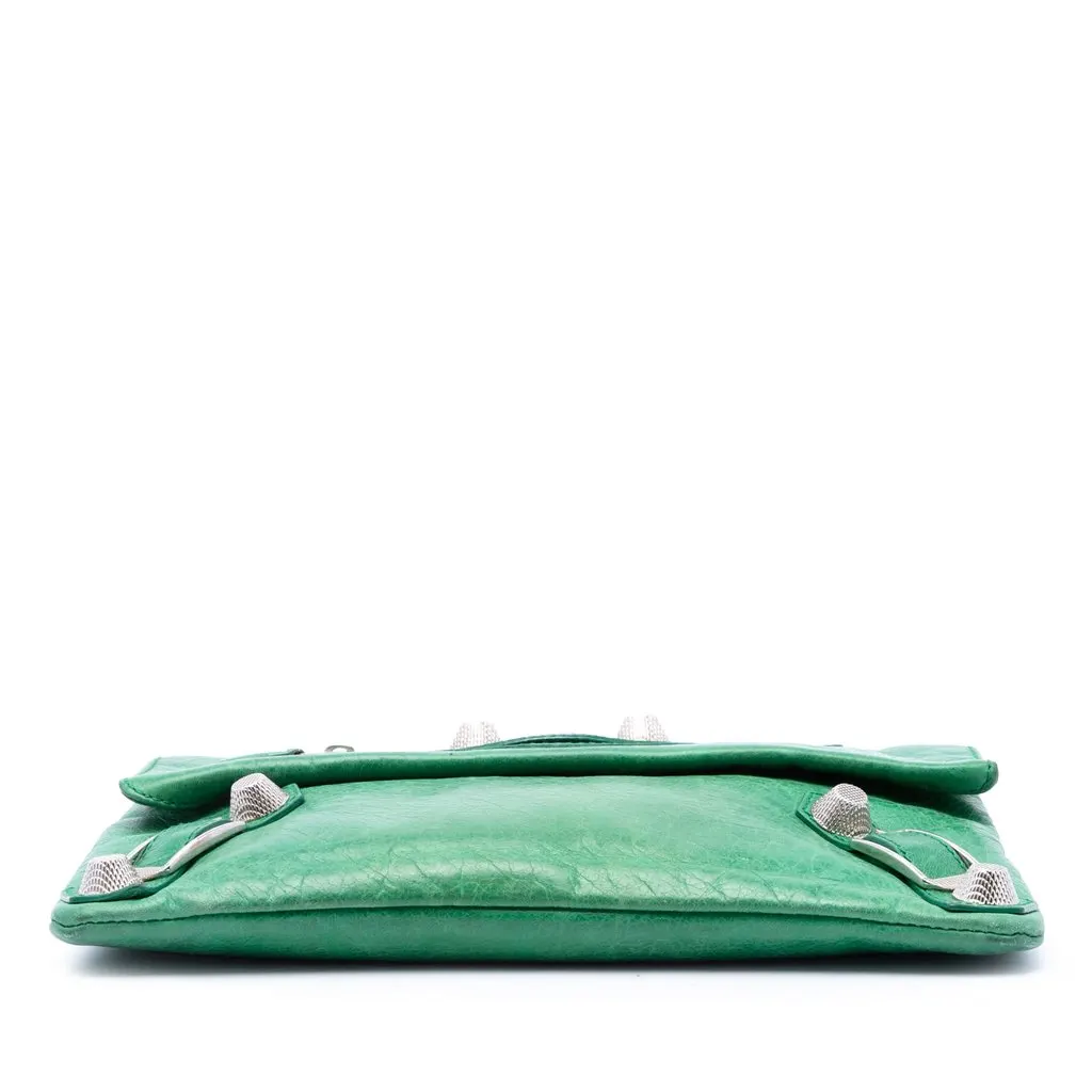 Balenciaga Lambskin Motocross Giant 21 Envelope Clutch Green Leather Very good - Inside View