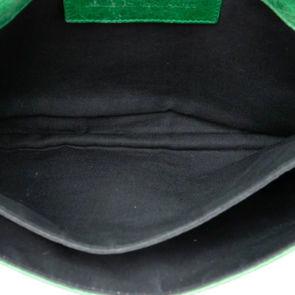 Balenciaga Lambskin Motocross Giant 21 Envelope Clutch Green Leather Very good - Model View