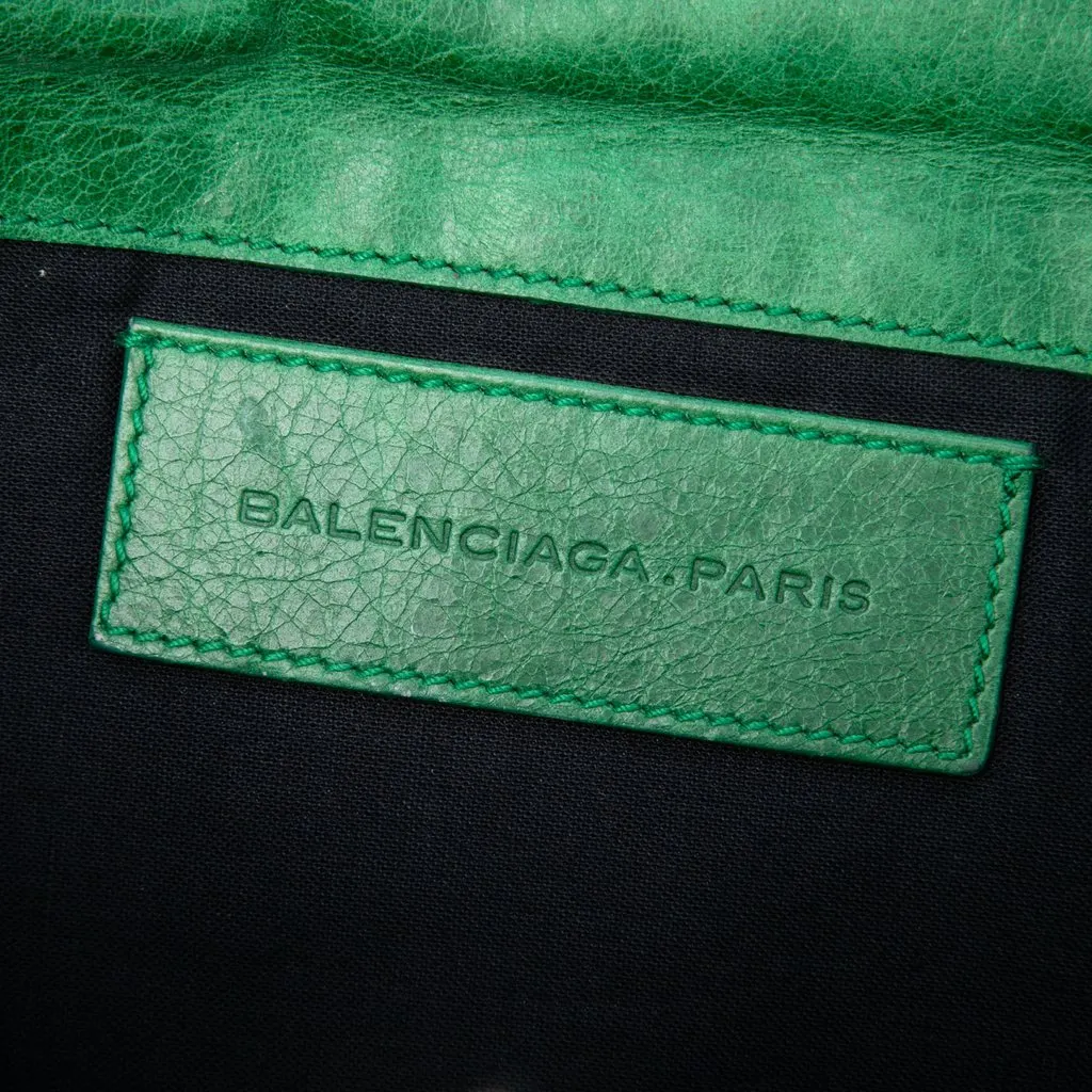 Balenciaga Lambskin Motocross Giant 21 Envelope Clutch Green Leather Very good - Box View