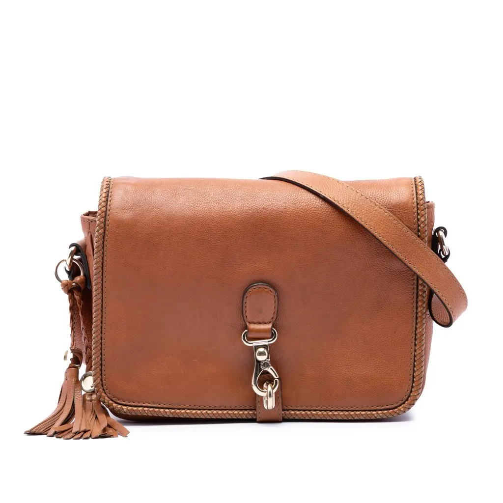 Gucci Calfskin Marrakech Crossbody Brown Leather Very good - Front View