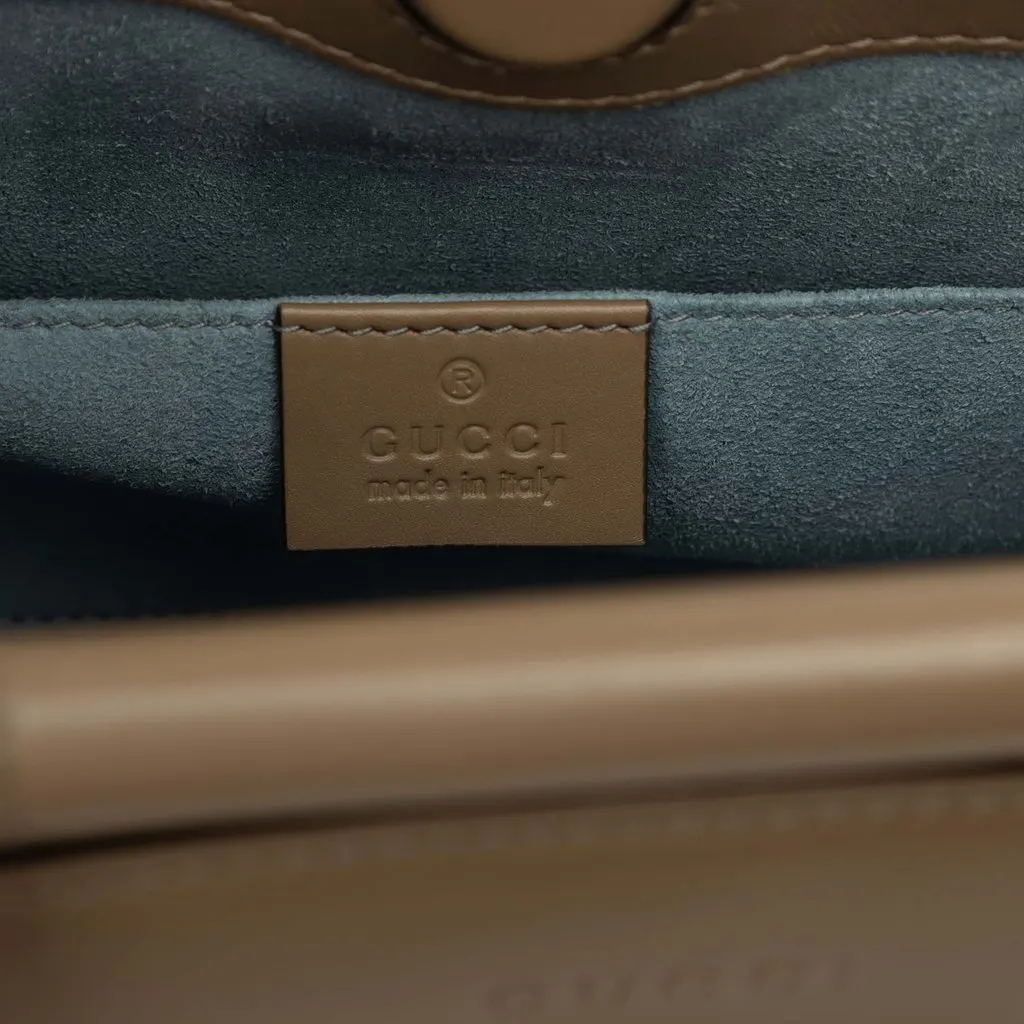 Gucci Mini Calfskin Web Bamboo Nymphaea Satchel Brown Leather Very good - Box View