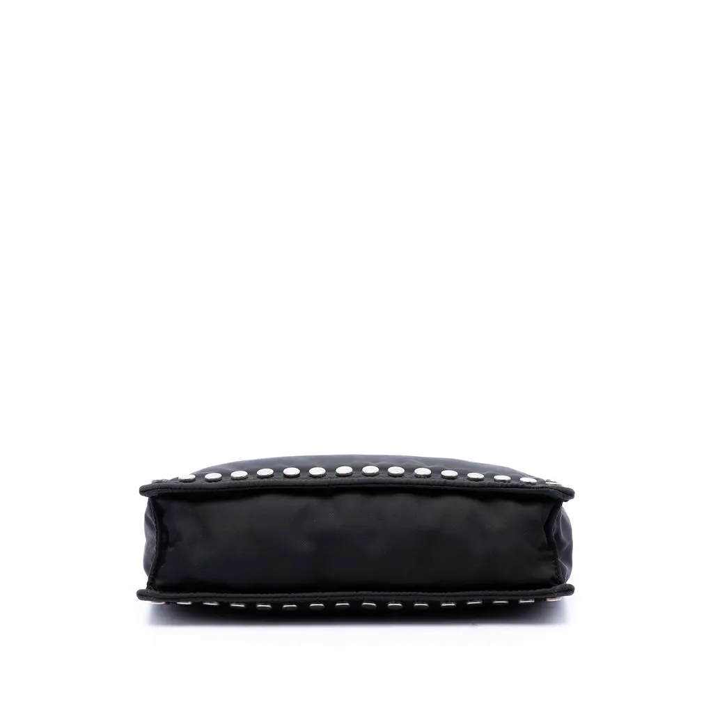 Prada Tessuto Studded Etiquette Shoulder Bag Black Very good - Inside View