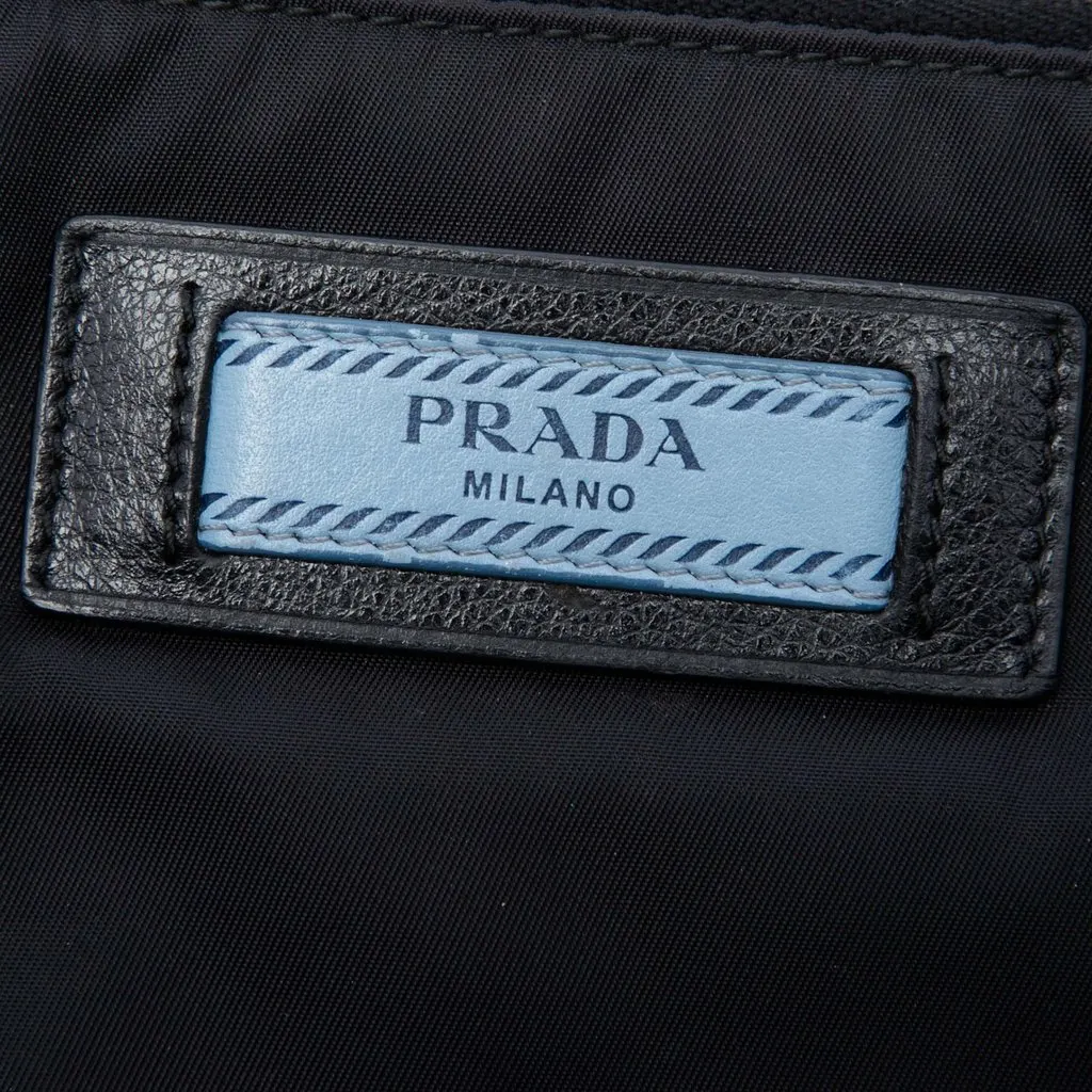 Prada Tessuto Studded Etiquette Shoulder Bag Black Very good - Box View