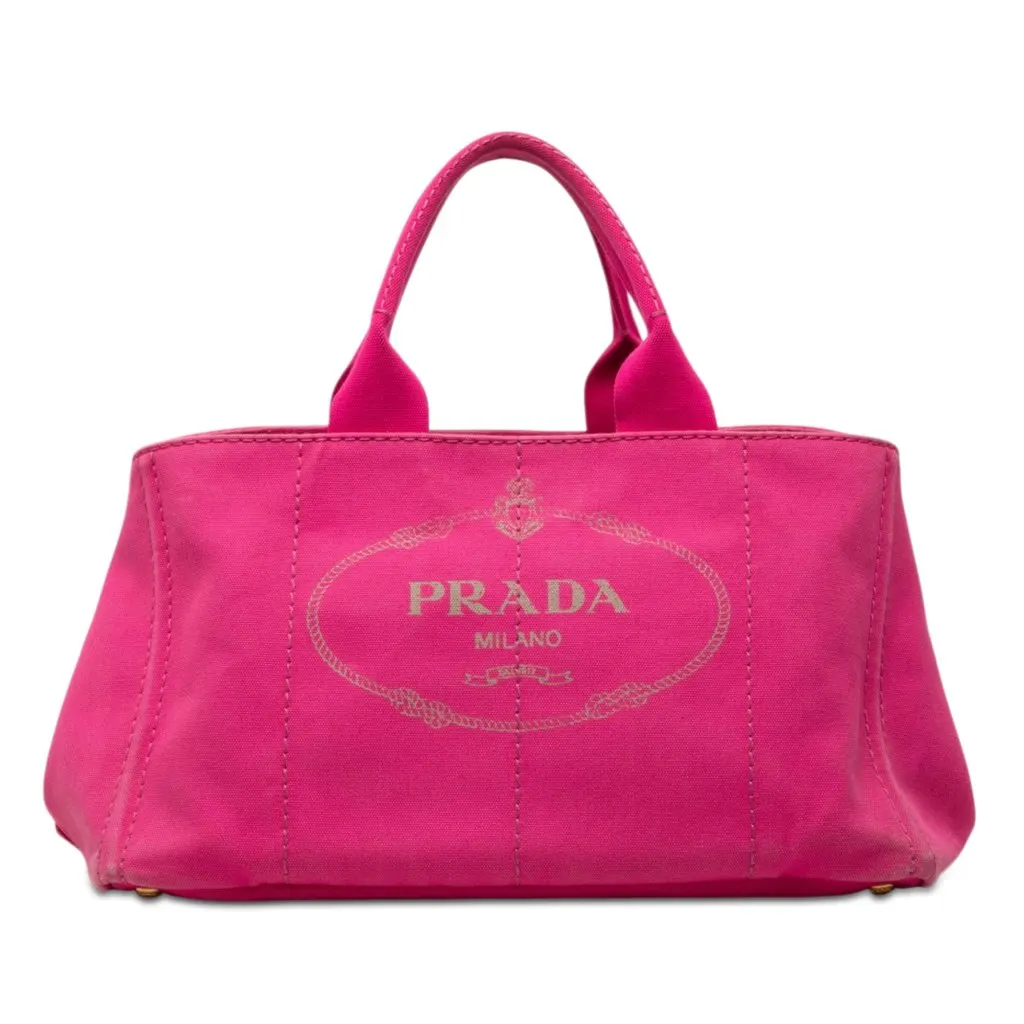 Prada Canvas Canapa Logo Tote Pink Very good - Front View
