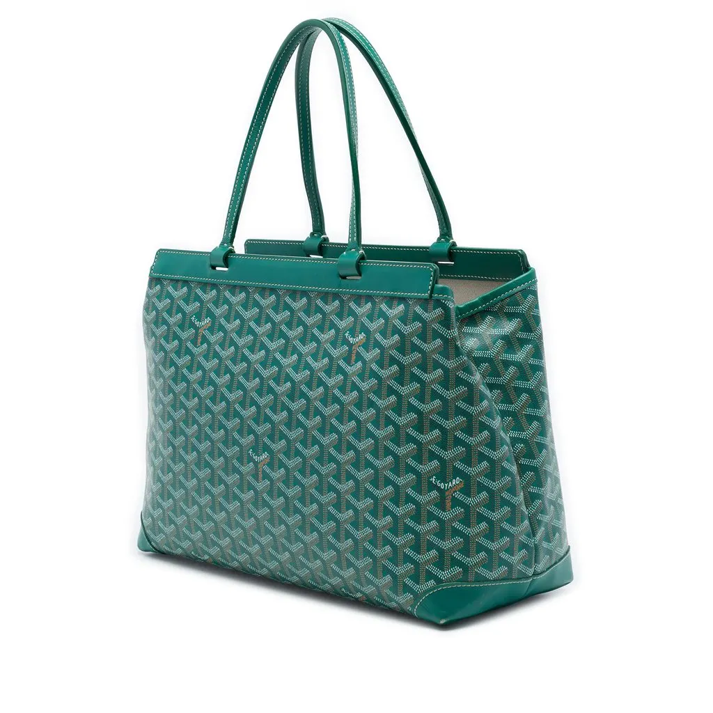 Goyard Goyardine Bellechasse PM Green Canvas Very good - Back View