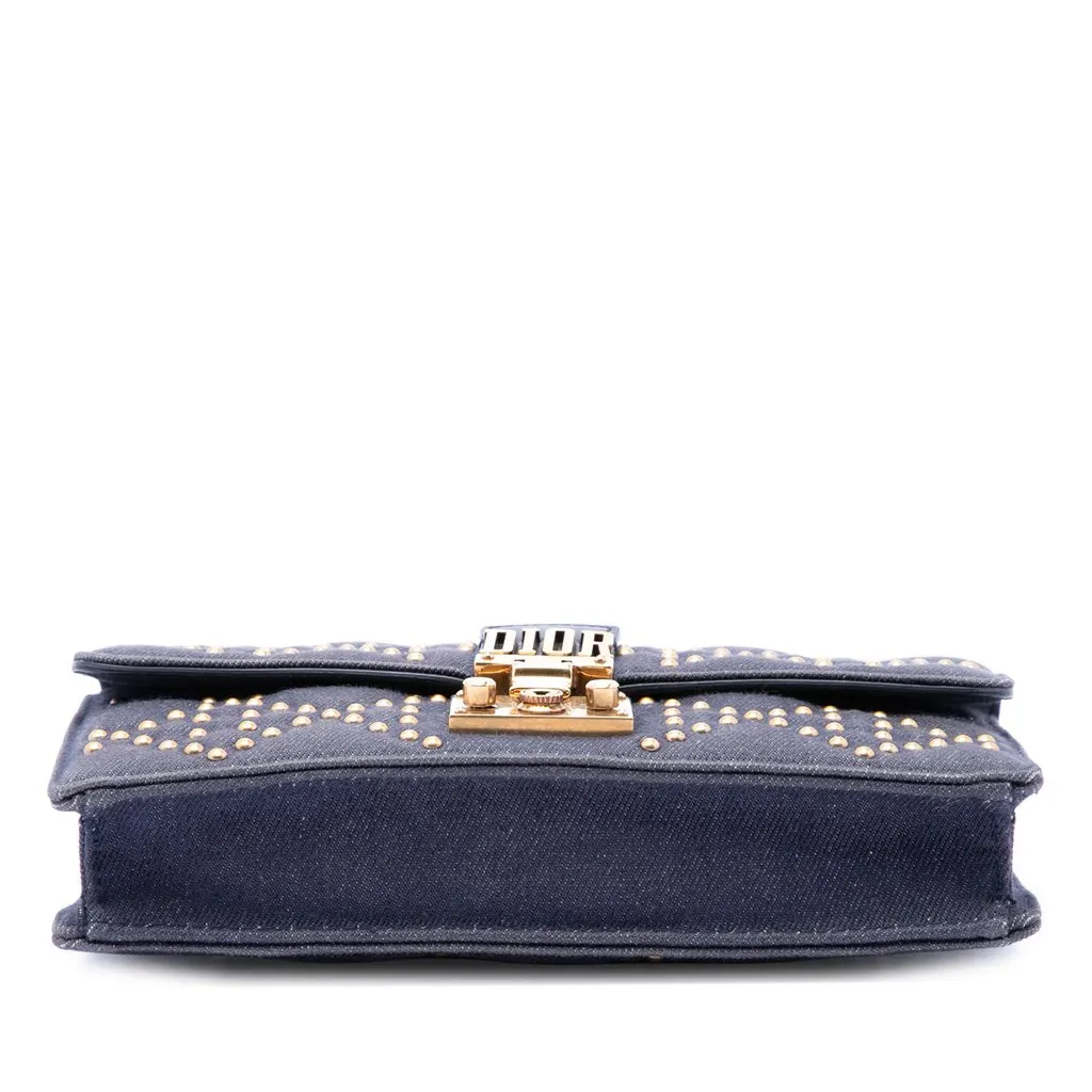Dior Denim Cannage Studded DiorAddict Wallet on Chain Blue Very good - Inside View