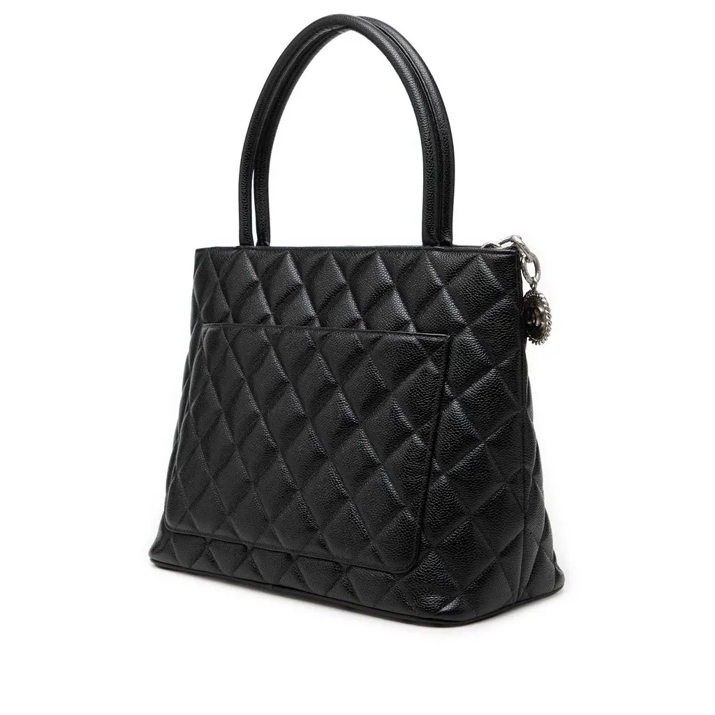 Chanel Caviar Medallion Tote Black Leather Very good - Back View