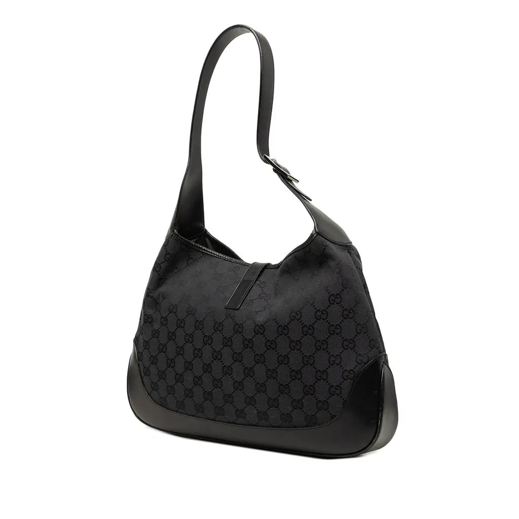 Gucci GG Canvas Jackie Shoulder Bag Black Canvas Good - Back View