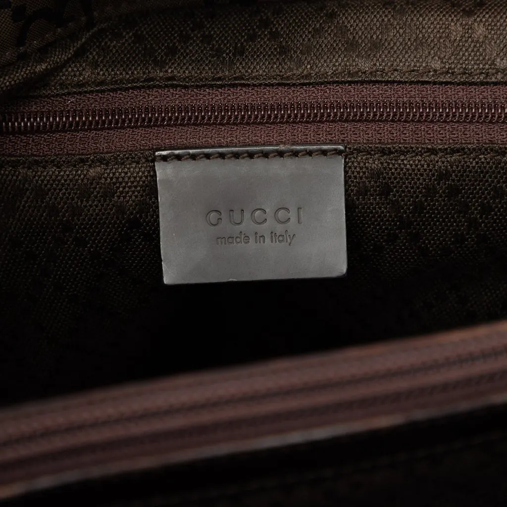 Gucci GG Nylon Bamboo Handbag Brown Very good - Box View