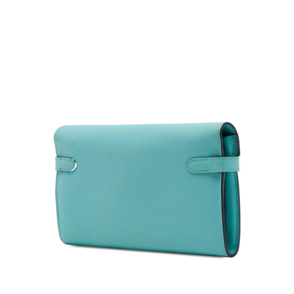 Hermès Epsom Kelly Longue Wallet Blue Leather Very good - Back View