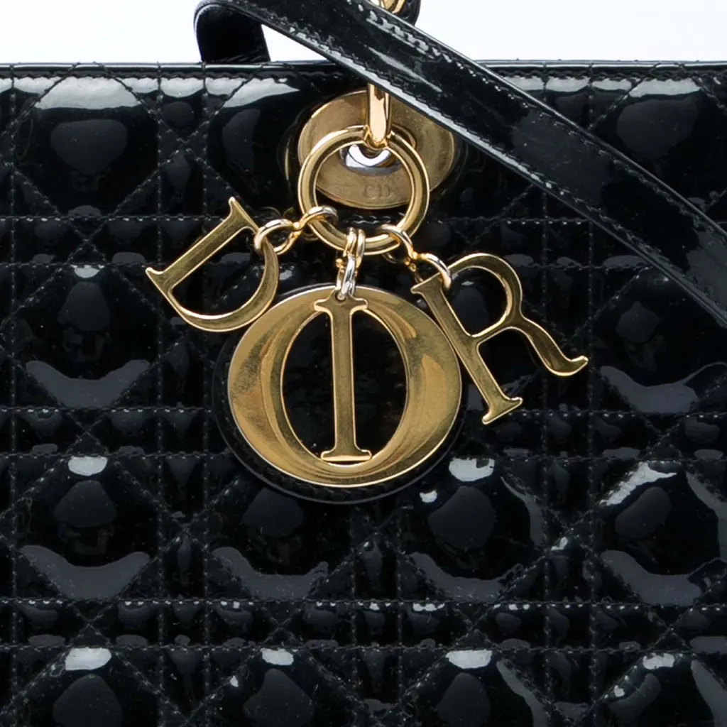 Dior Large Patent Cannage Lady Dior Black Leather Very good - Box View