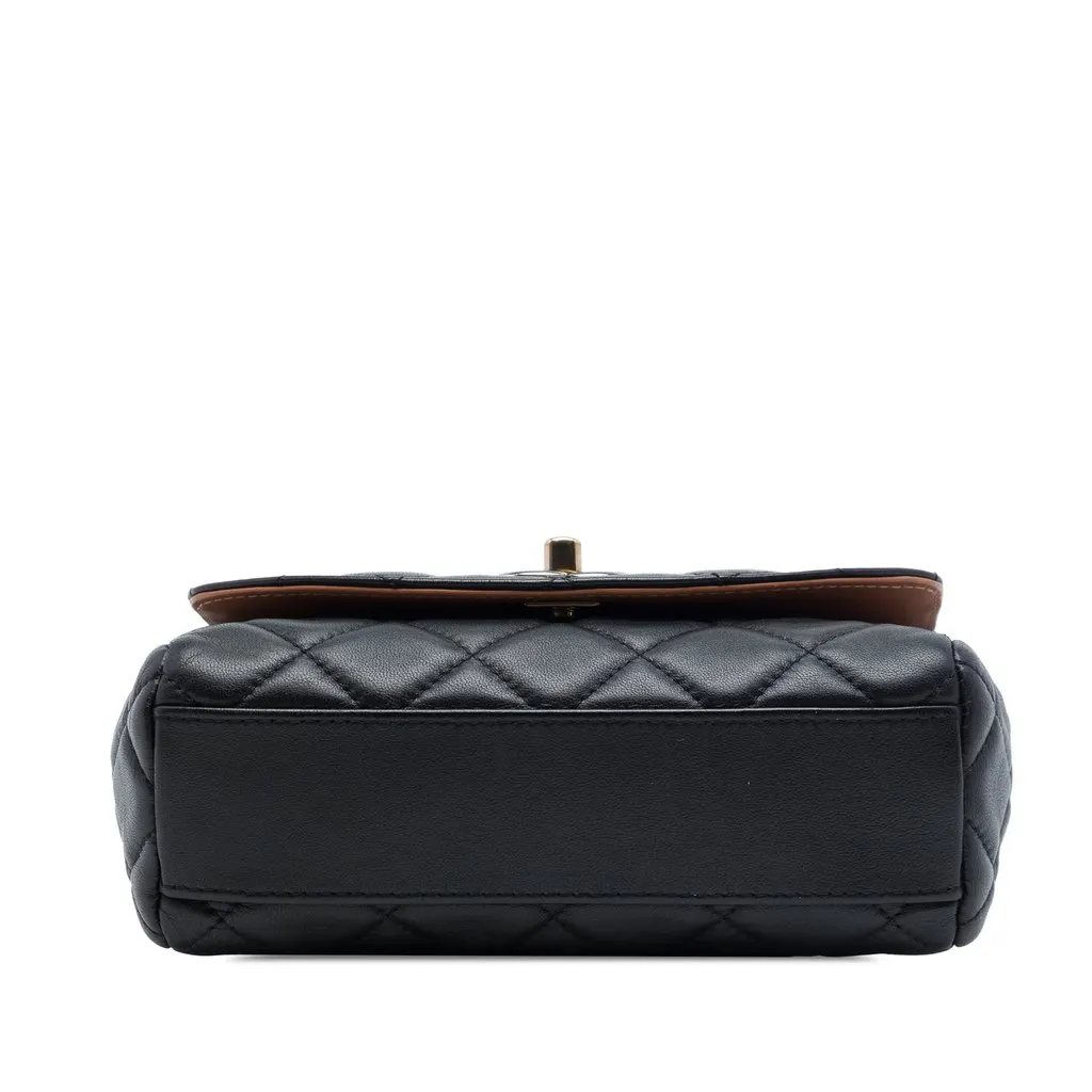 Chanel Small Quilted Lambskin Cocovado Ribbon Chain Flap Black Leather Very good - Inside View