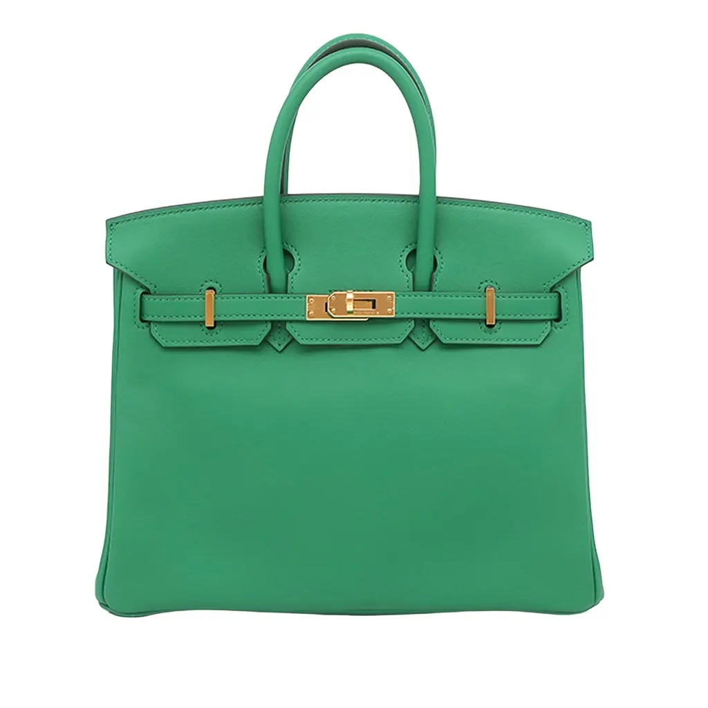 Hermès Swift Birkin Retourne 25 Green Leather Very good - Front View
