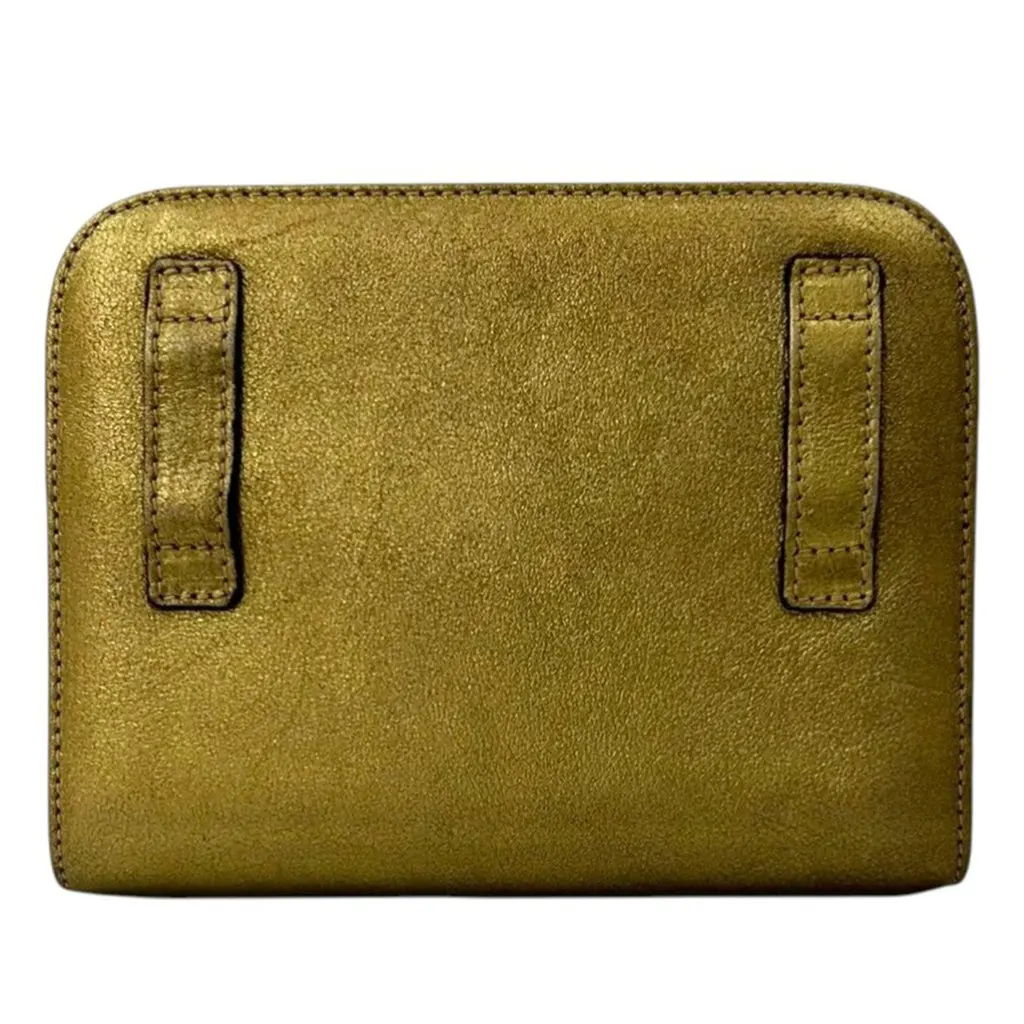 Salvatore Ferragamo Metallic Leather Gancini Chain Crossbody Gold Leather Very good - Back View