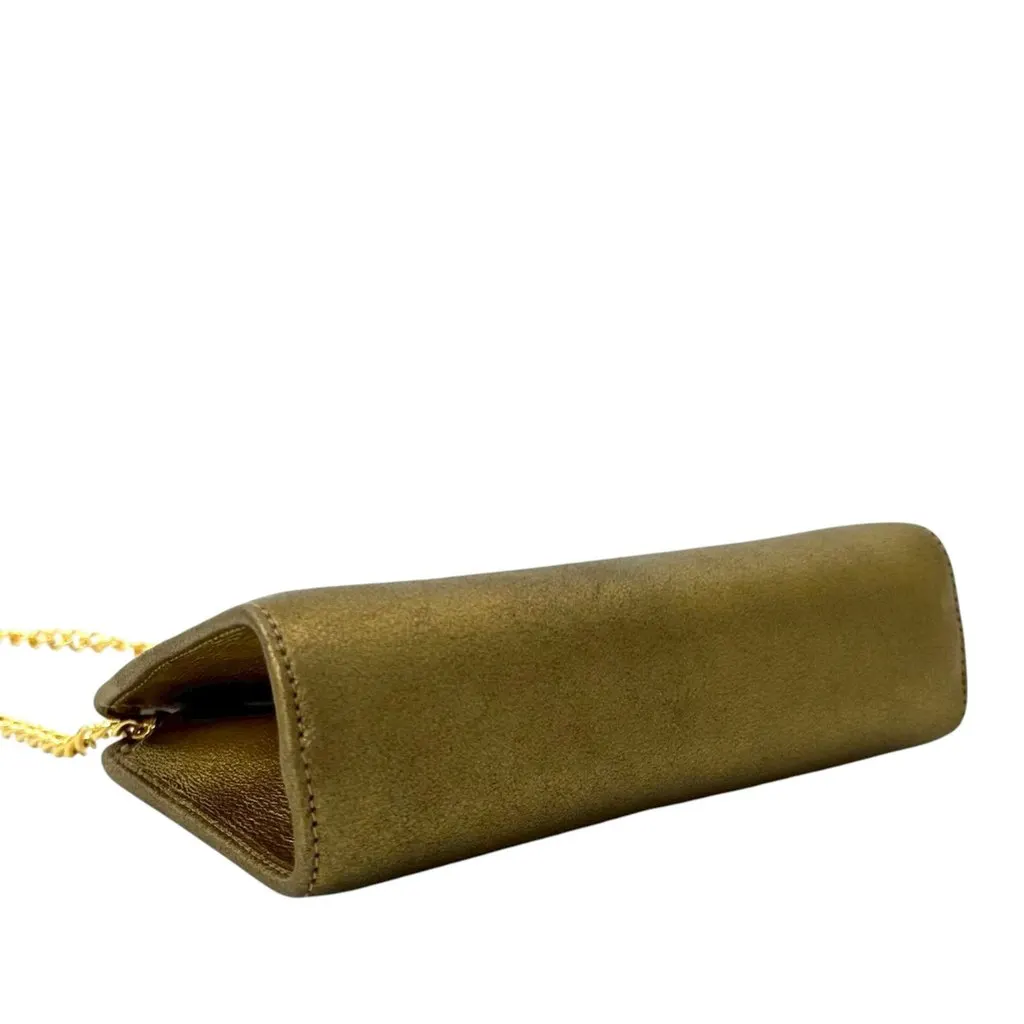 Salvatore Ferragamo Metallic Leather Gancini Chain Crossbody Gold Leather Very good - Box View