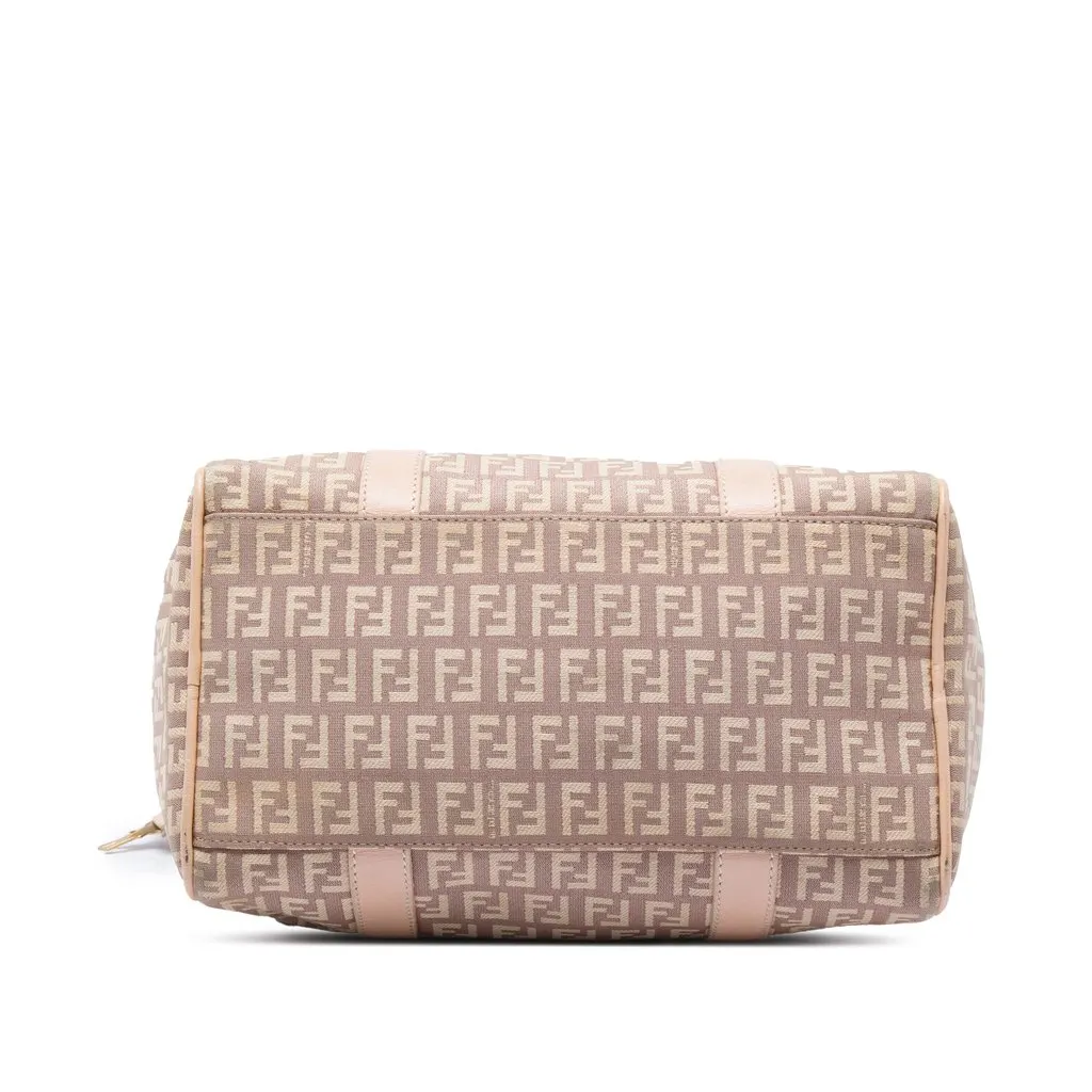 Fendi Small Zucchino Canvas Forever Bauletto Boston Bag Pink Good - Inside View