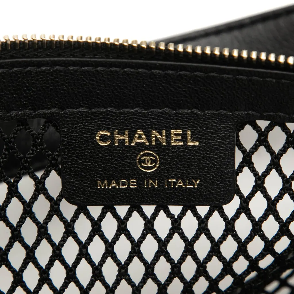 Chanel CC Mesh and Quilted Shiny Lambskin Chain Hobo Black Very good - Box View