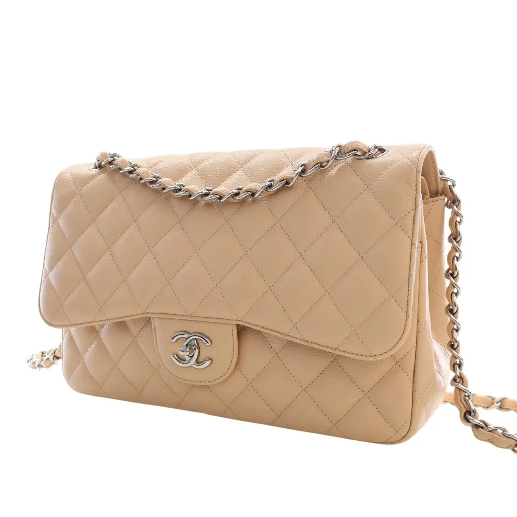 Chanel Jumbo Classic Caviar Double Flap Beige Leather Very good - Inside View