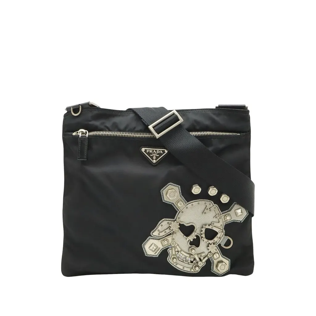 Prada Tessuto Skull Crossbody Black Very good - Front View