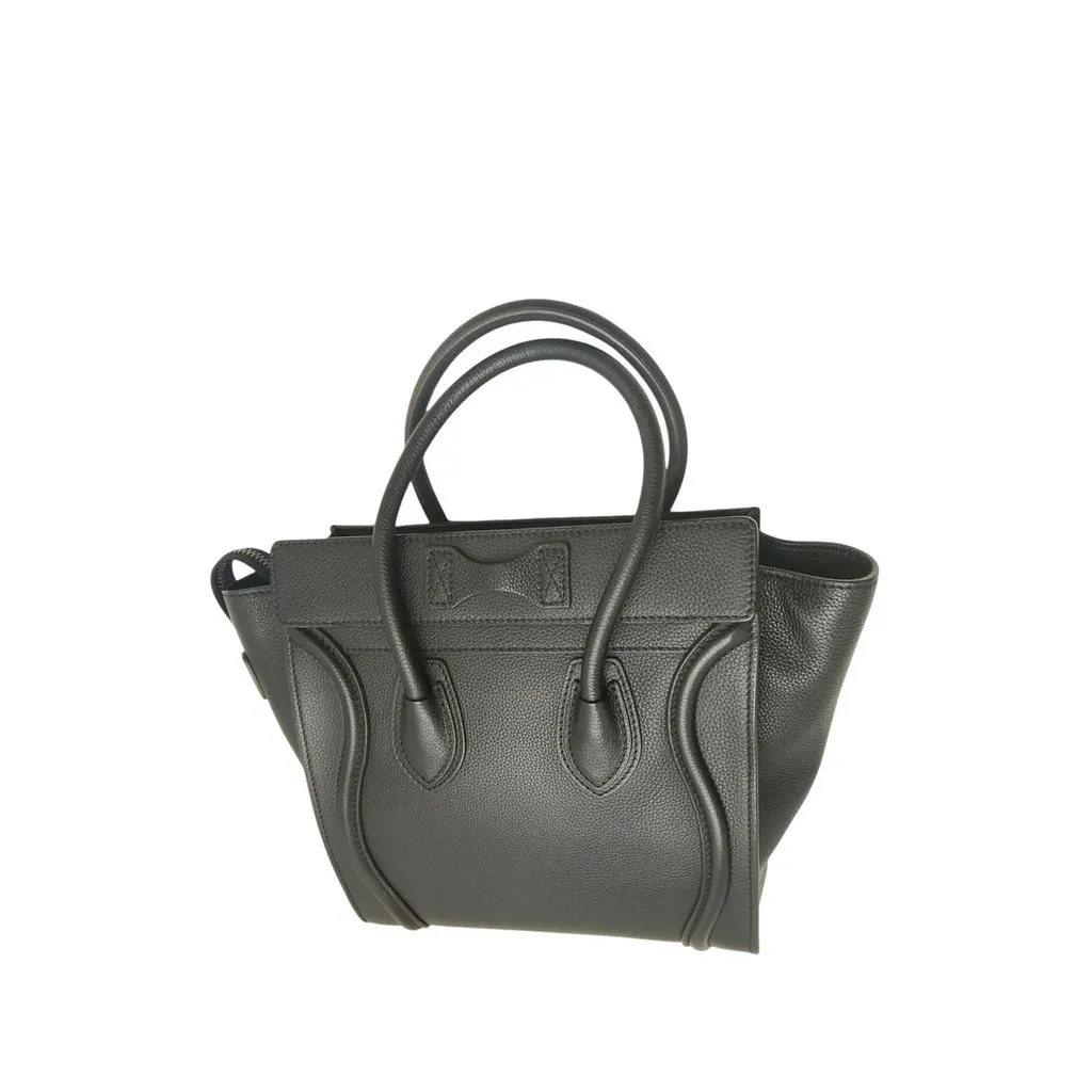 Celine Micro Calfskin Luggage Tote Black Leather Very good - Back View