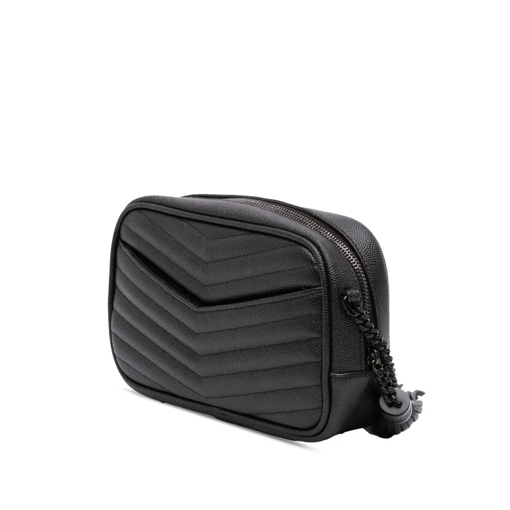Saint Laurent Mini Grain de Poudre Monogram Monochrome Lou Camera Bag Black Leather Very good - Back View