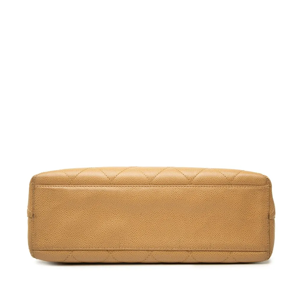 Chanel CC Quilted Caviar Tote Beige Leather Very good - Inside View