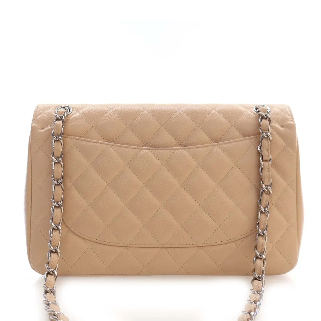 Chanel Jumbo Classic Caviar Double Flap Beige Leather Very good - Model View