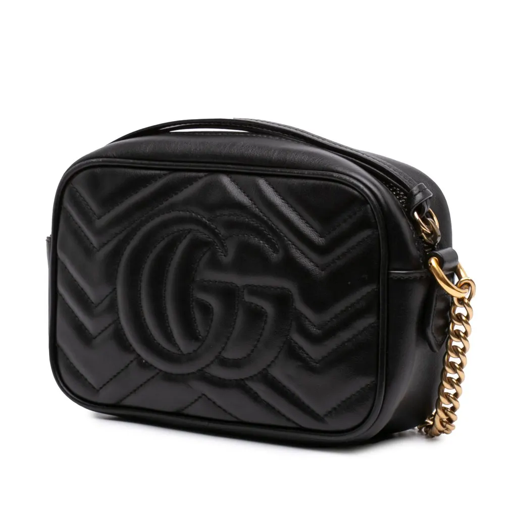 Gucci Mini GG Marmont Matelasse Calfskin Crossbody Black Leather Very good - Back View