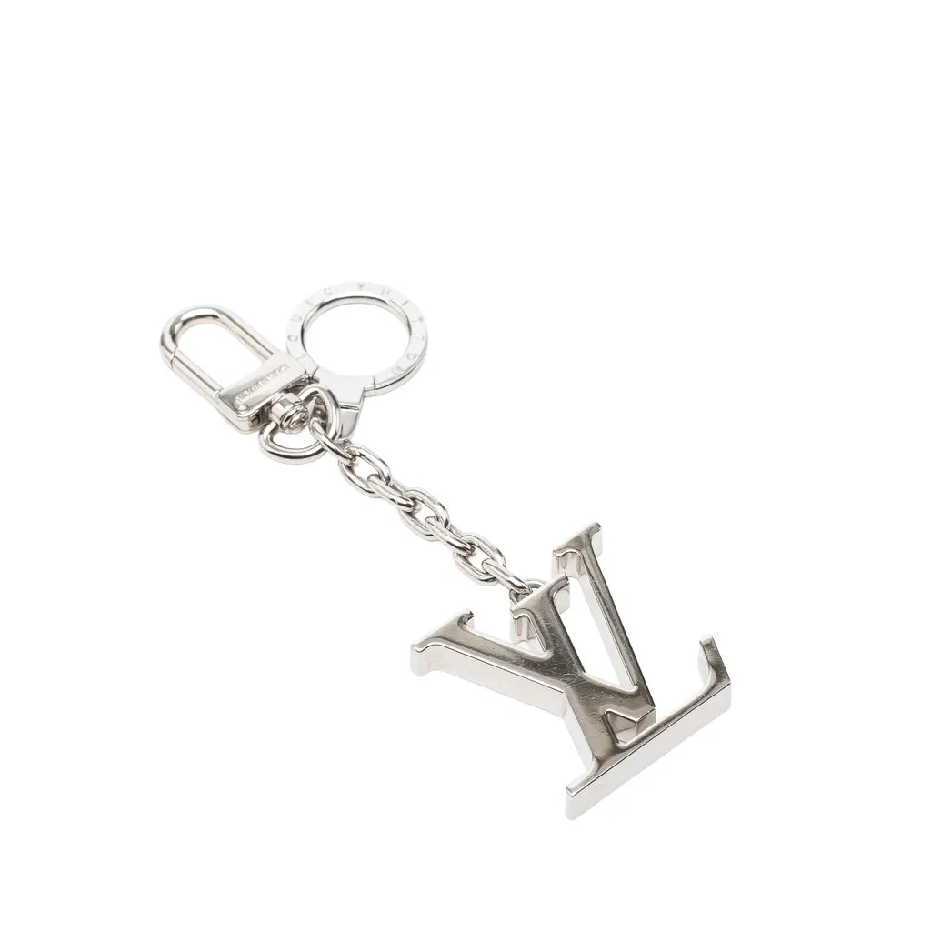 Louis Vuitton Stainless Steel LV Initials Key Holder And Bag Charm Silver Stainless steel Very good - Front View