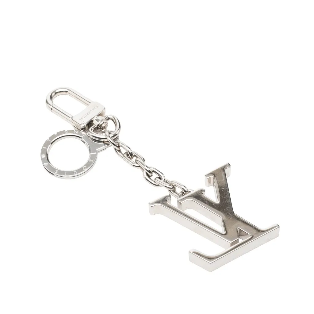 Louis Vuitton Stainless Steel LV Initials Key Holder And Bag Charm Silver Stainless steel Very good - Back View